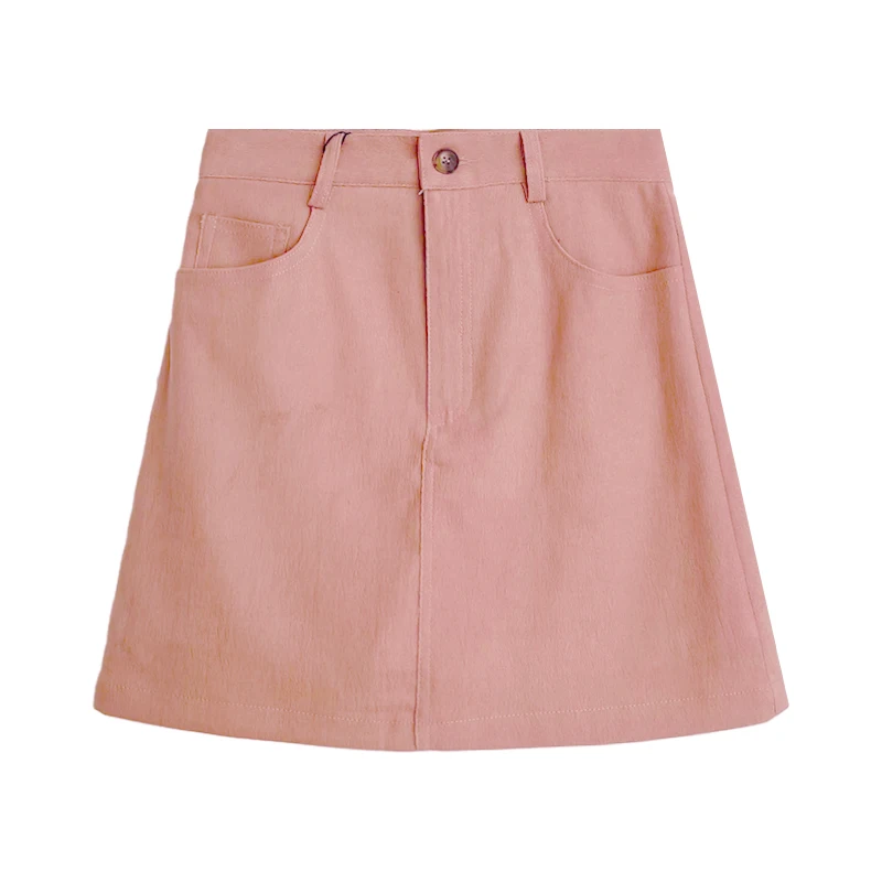 

Retro solid color basic summer high-waisted thin all-match A-line anti-glare skirt