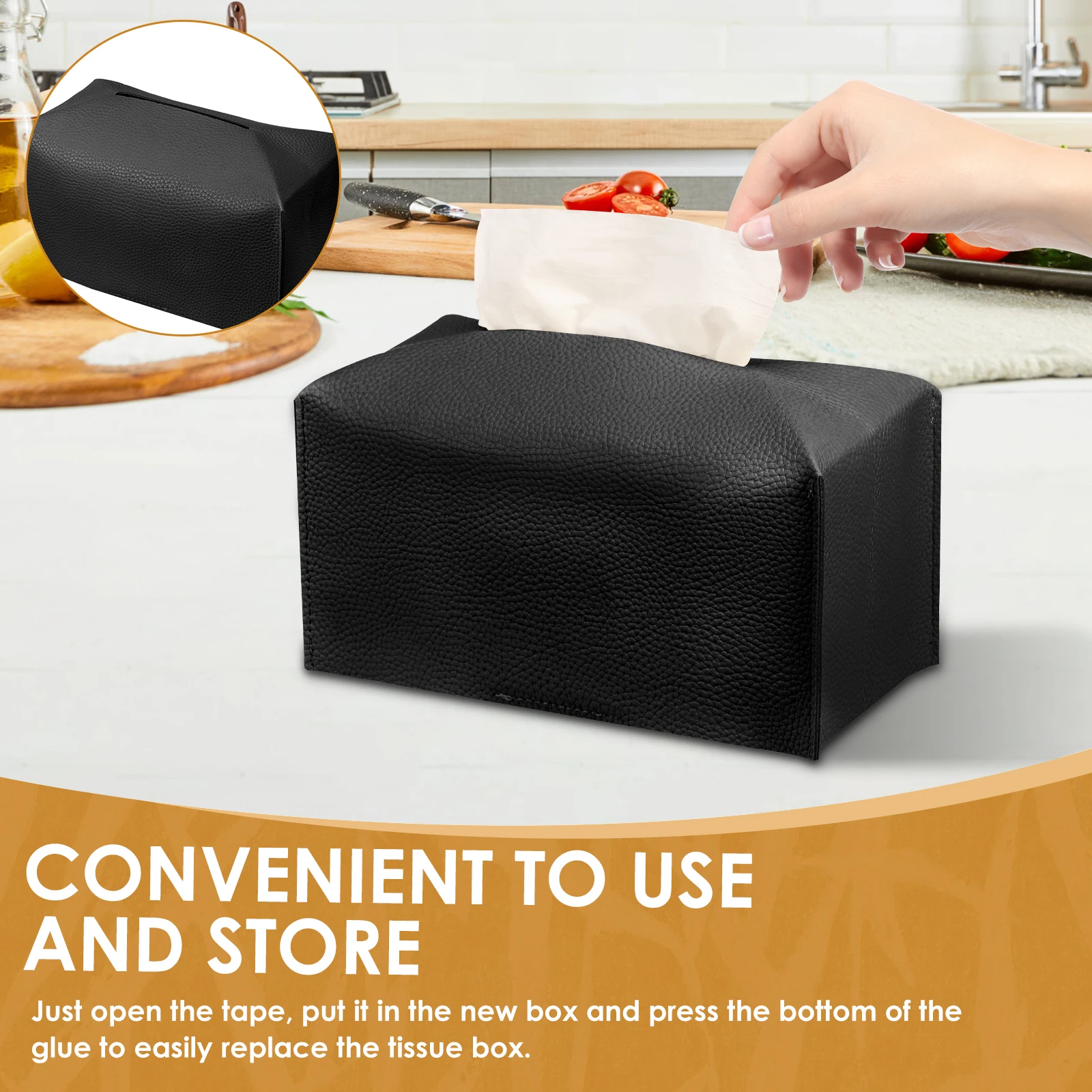 4Pcs Foldable Tissue Box Cover Portable Rectangular Tissue Box Holder with Bottom Belt Facial Tissue Box Cover for Home Office