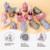 TYRY.HU Baby Feeding Straw Cup Baby Cartoon Learning Feeding Cup Food Grade Silicone Toddler Water Bottle Tableware BPA Free 2