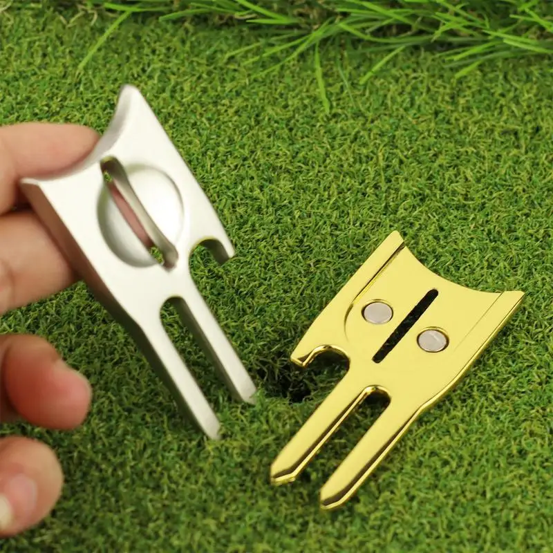Golf Ball Divot Tool Golf Repair Tool Ball Mark Multifunctional Green Repair Fork Marker For Family