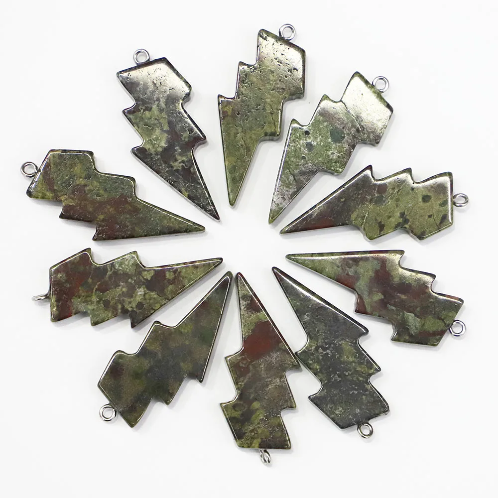 42x20MM Natural Stone Lightning Pendants Charms  for Healing Crystals Necklaces Jewelry Making 10pcs Wholesale