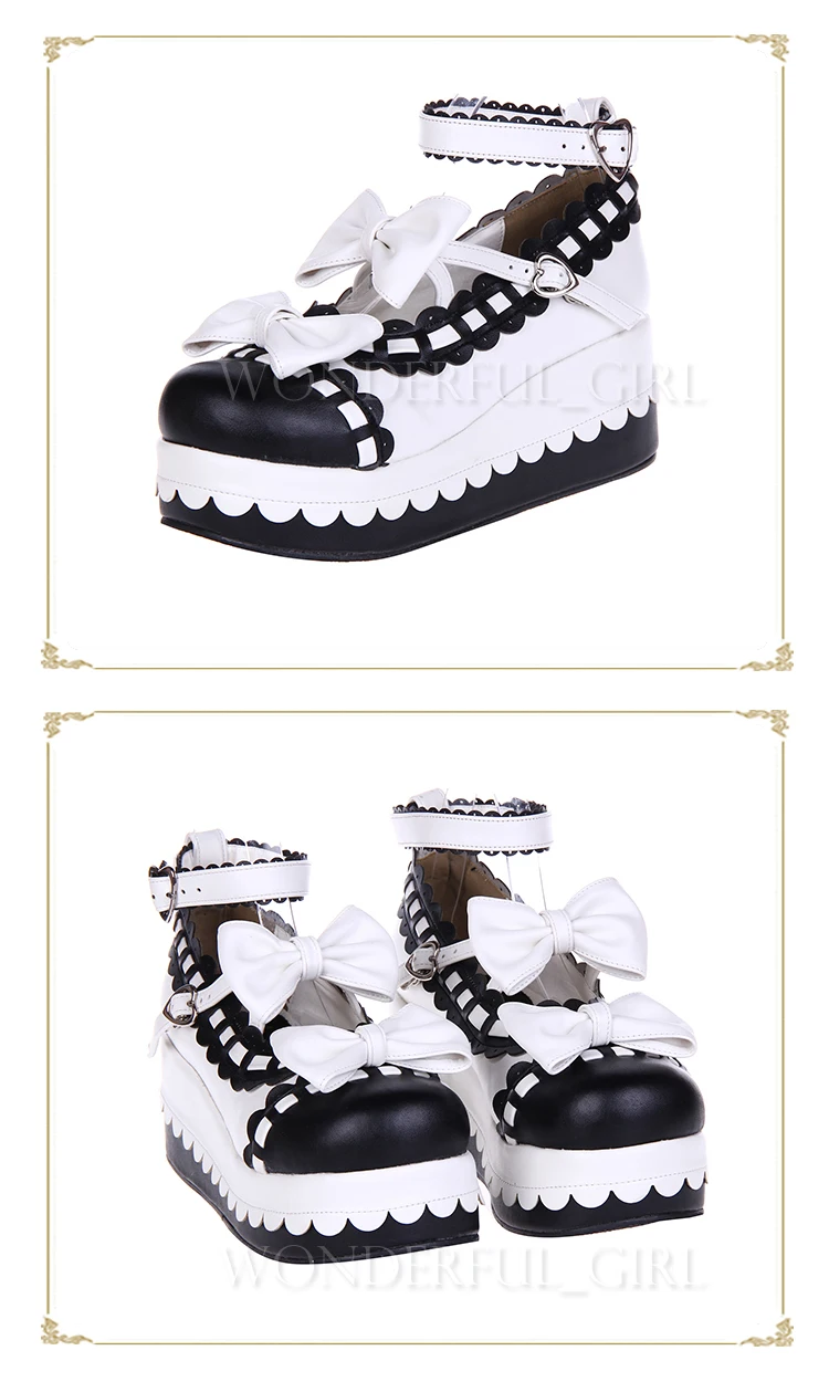 Neue japanische Lolita Plateauschuhe Prinzessin Cosplay Schuhe mit Schleife Größe 35-47 13