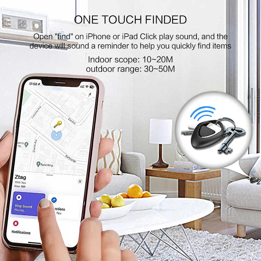 STOENGO Locator Anti Lost Tracker GPS Locator Key Finder Anti Lose Tracker Item Locator Key Chain Locator Anti Lost Locator Works With Apple Find My App Tracker For Lost Keys Bags Wallets Luggage Only For IOS