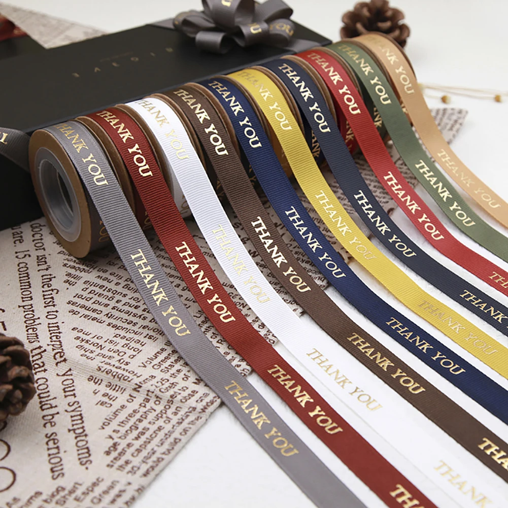 Satin Ribbon 9 Metre/Roll Thank You Polyester 15MM DIY Bow Make Crafts Card Gifts Wrapping Flowers Floral Tied Accessories