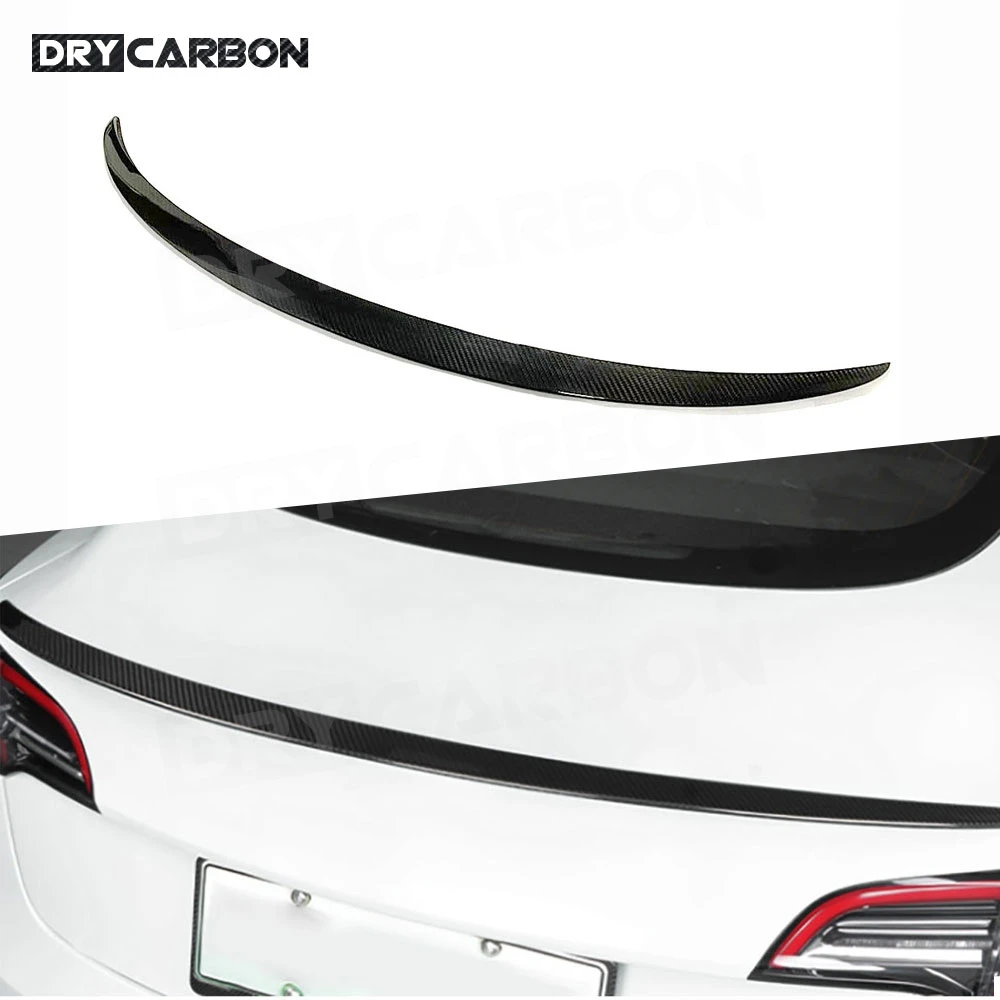 

Dry Carbon Fiber Duckbill Rear Trunk Wing Spoiler for Tesla Model 3 2017+ FRP Rear Boot Lip Car Body Kits Rear Spoiler