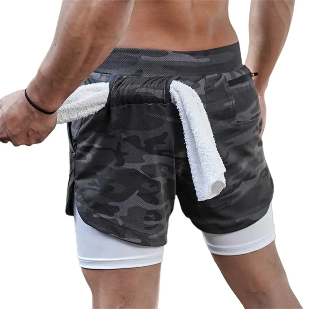 

Running Shorts Men 2 In 1 Double-deck Quick Dry GYM Sport Shorts Fitness Jogging Workout Shorts Men Sports Short Pants
