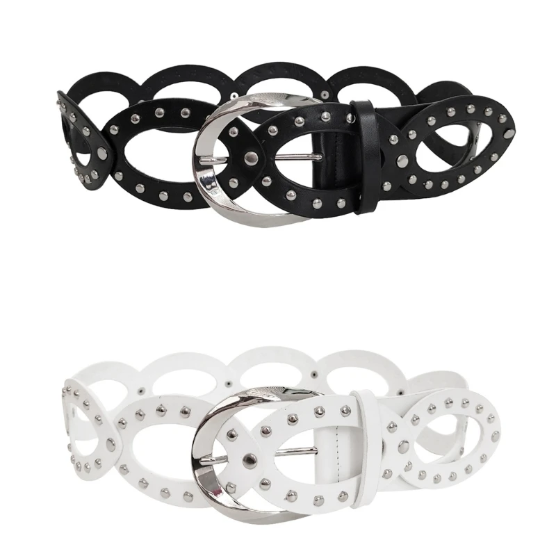 

Fashion Teens Pin Buckle Waist Belt Alloy Rivet Decor Belt for Dress Shirt