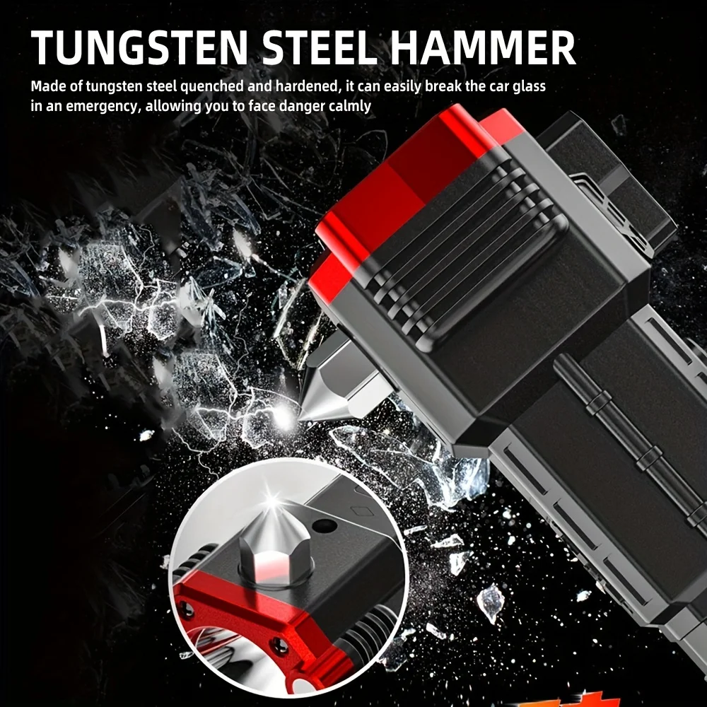 Car Safety Hammer 2 in 1 Safety Hammer And Portable USB Charging Led Flashlight