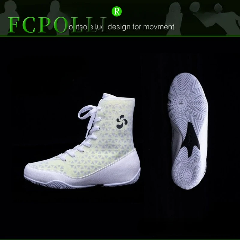 

Hot Sale Boxing Shoes Man Black White Wrestling Shoes Mens Designer Competition Sports Boxing Fighting Boots Mesh Gym Shoe