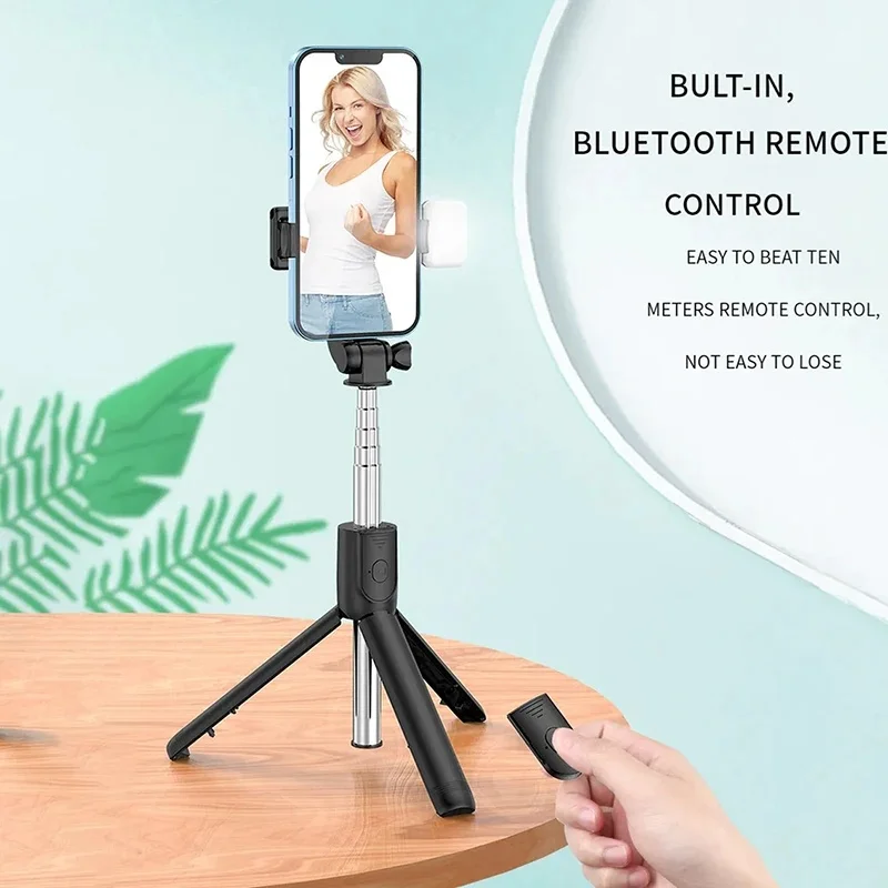 Wireless Selfie Stick Tripod Stand with Detachable Remote for Mobile Phone Live Streaming