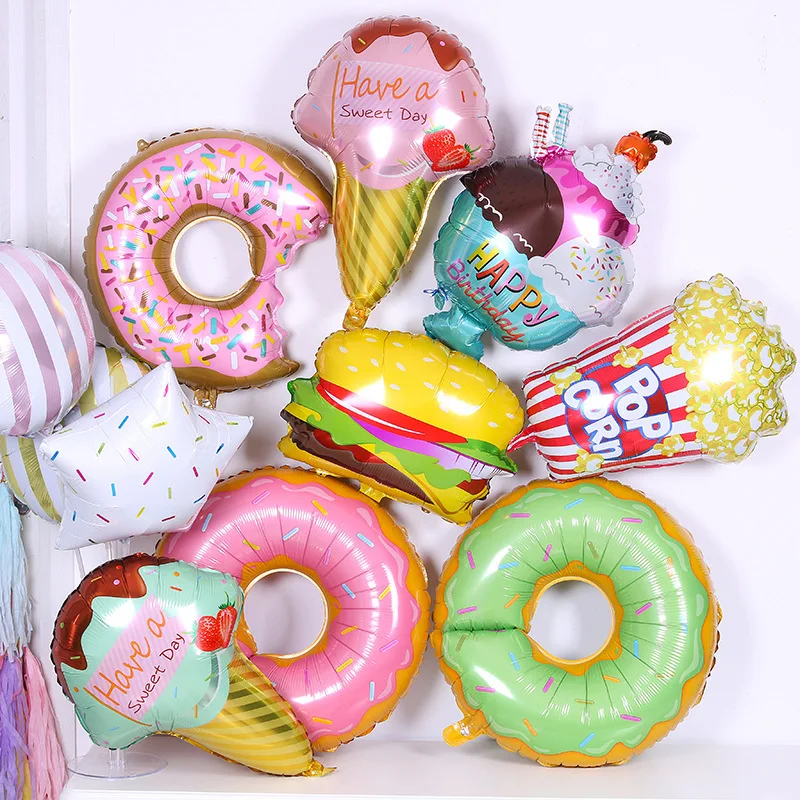 

Donut Ice Cream Hamburg Cartoon Shape Aluminum Film Balloon Wedding Birthday Party Decor Baby Shower Toys Children Day Supplies