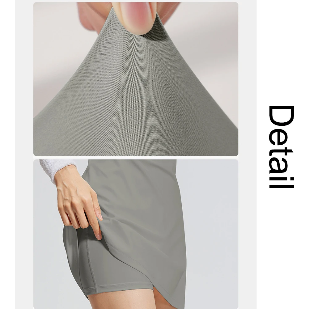 Slim Sport Women Mini Tennis Dress Tights Shorts Inside Quick Dry One Piece Sleeveless Yoga Training Exercise Gym Sportswear Pad