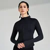 New Solid Color Women's Yoga Jacket Waist Tight Top Outdoor Jogging Exercise Jacket Training Clothes With Thumbtacks 3