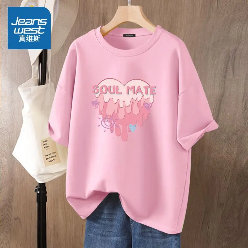 

Летняя Винтажная Футболка Y2k с круглым вырезом и коротким рукавом, женская одежда, хлопковая Футболка с мультяшным принтом, повседневные свободные базовые пуловеры