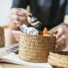 Weaving Snack Storage Box Jute Sundries Storage Baskets With Lids Wardrobe Table Round Gift Box Wicker Seagrass Flower Pot 4
