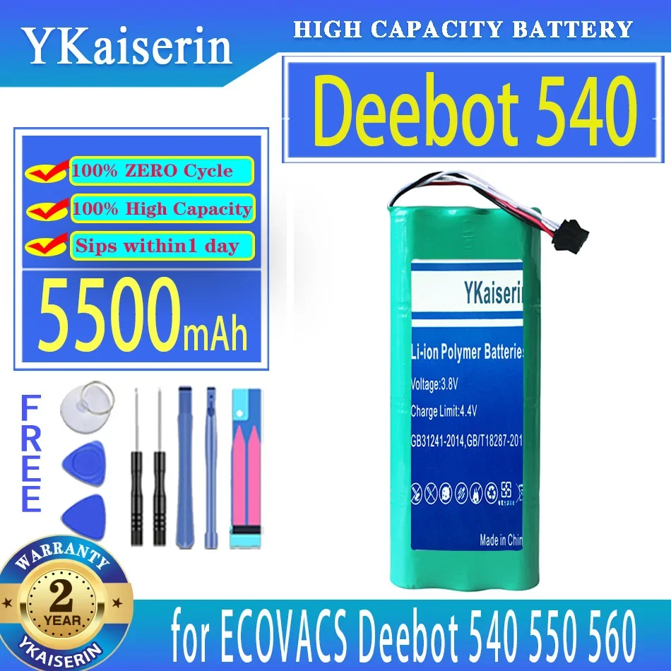 

YKaiserin Battery 5500mAh for ECOVACS Vacuum Cleanner Deebot 540 550 560 570 580 543 D56 D58 Bateria