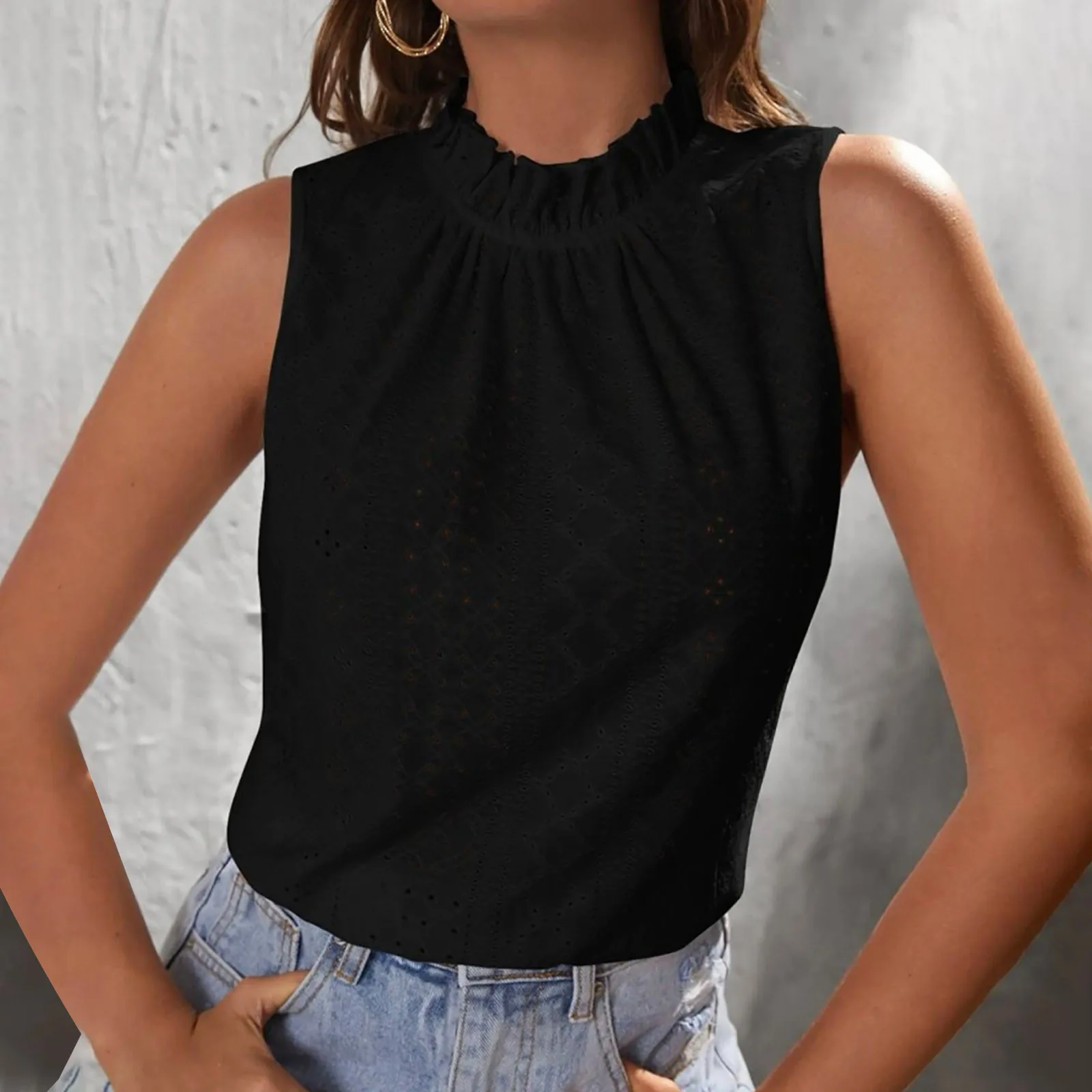 

T Shirts Women's Sleeveless T Shirts Fashion O Neck Oversized Loose Tops Button up Long Sleeve Shirts for Women V Neck Stretchy