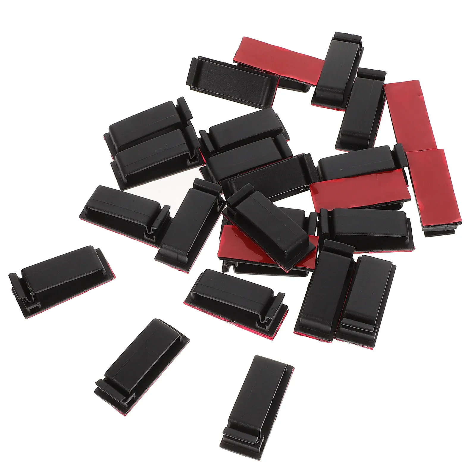 25개 케이블 클립 접착식 셀프 접착 케이블 클램프 코드 정리기 와이어 클립 홀더 고정 와이어 관리 클립