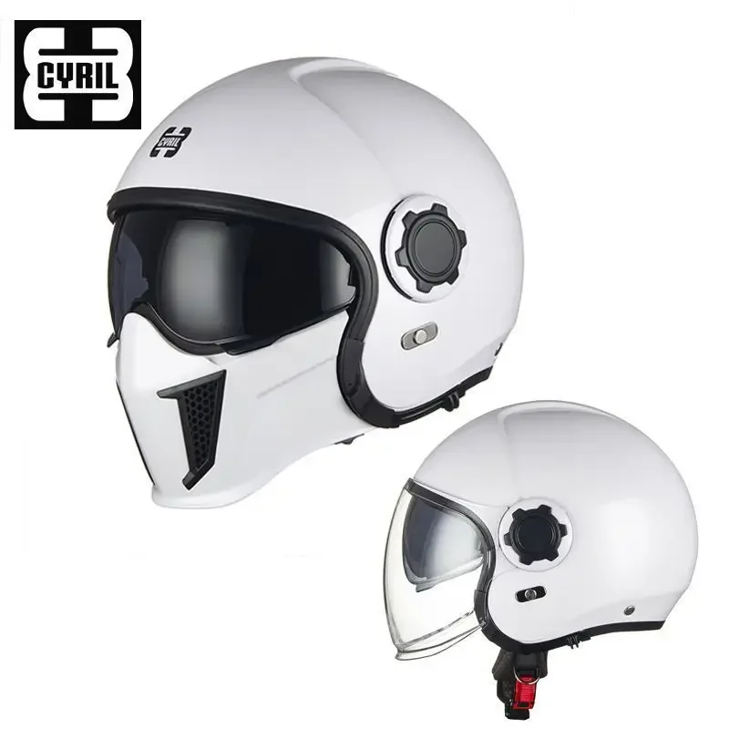 thumbnail image 1 of CYRIL OP12A Cascos de motocicleta retro para hombres y mujeres Cascos de motocicleta modulares Cascos integrales Casco abierto Lente doble DOT, 1 of 5