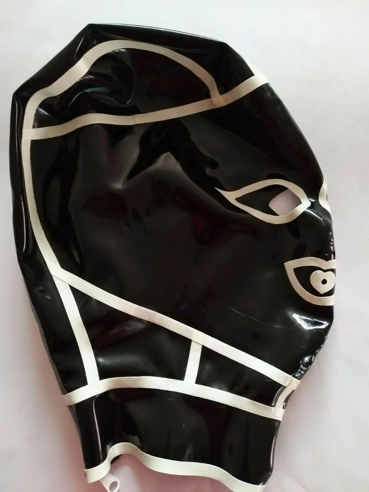 

Latex Maks Hood Black White 100% Rubber Rubber Black Mask Size XXS-XXL- show original title