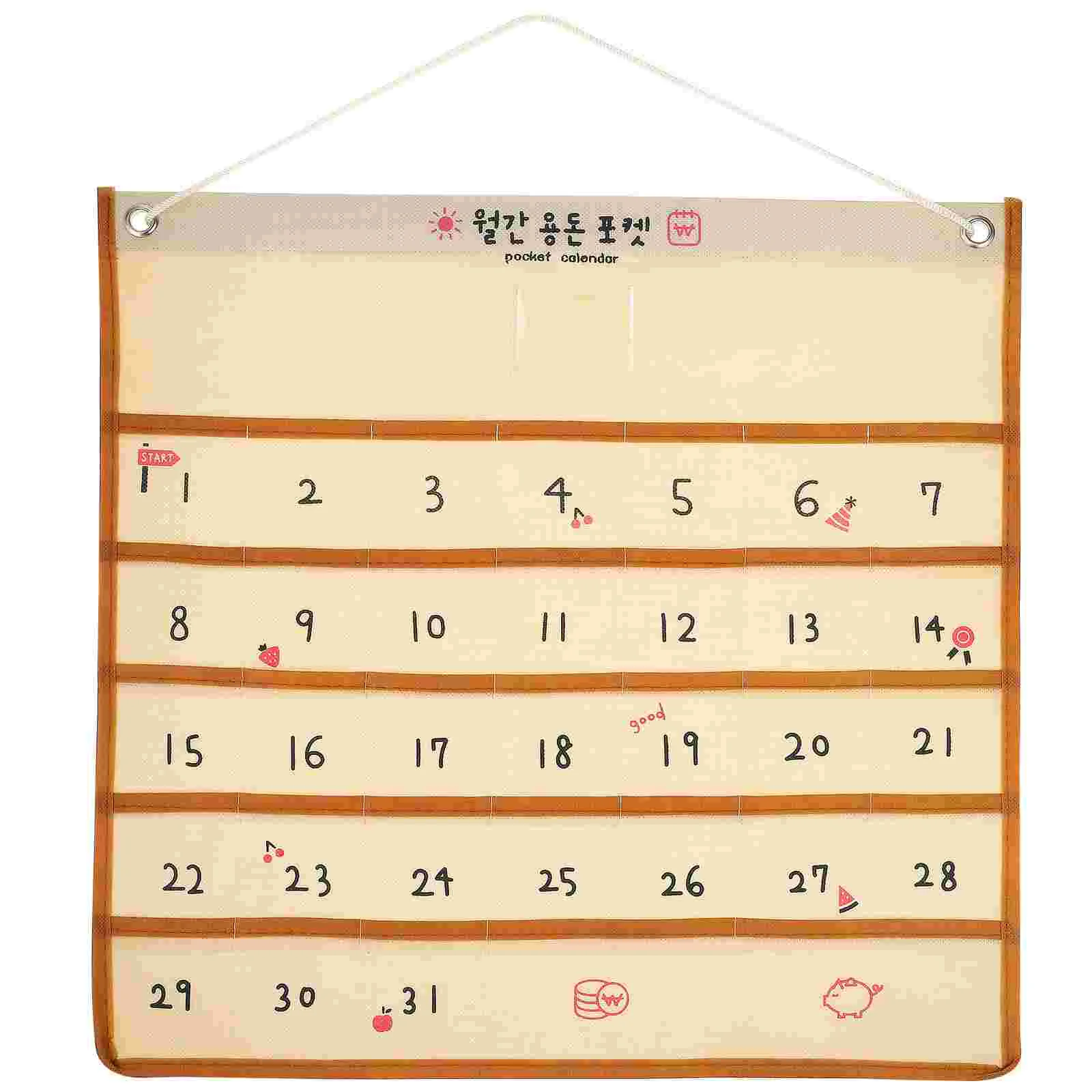 

Calendar Over Door Organizer Bag Storage Cellphone Holder Non-woven Fabric Wall Hanging Pouch Pocket