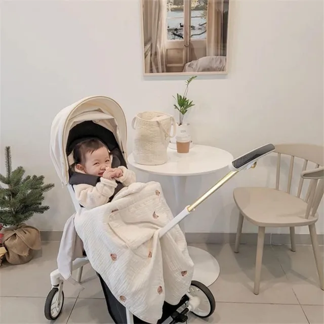 Muslin Baby Stroller Blanket Newborn Swaddle Wrap Cartoon Hooded Sling Cover Anti-mosquito Sun Protection Infant Sleeping Quilt 5