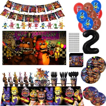Nelton 생일 파티 용품, 식탁보 컵 및 플레이트, 베이비 샤워, 소년 소녀 생일 용품, 테디 베어 선물, FNAF