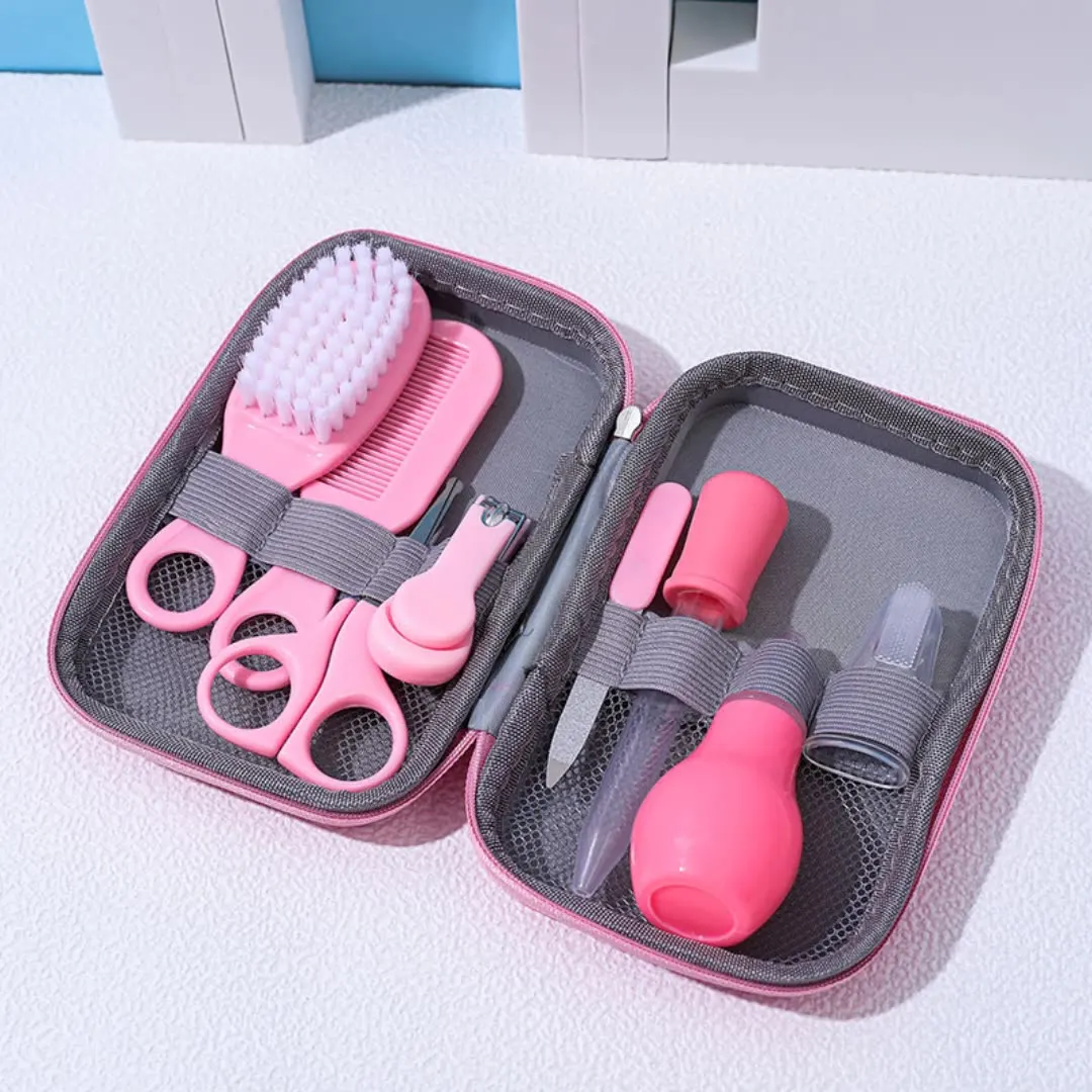 8/13pcs Baby Care EVA Bag Eight-piece Set Baby Nasal Aspirator Nail Scissors Cartoon Set Daily Cleaning Supplies Care Bag 2