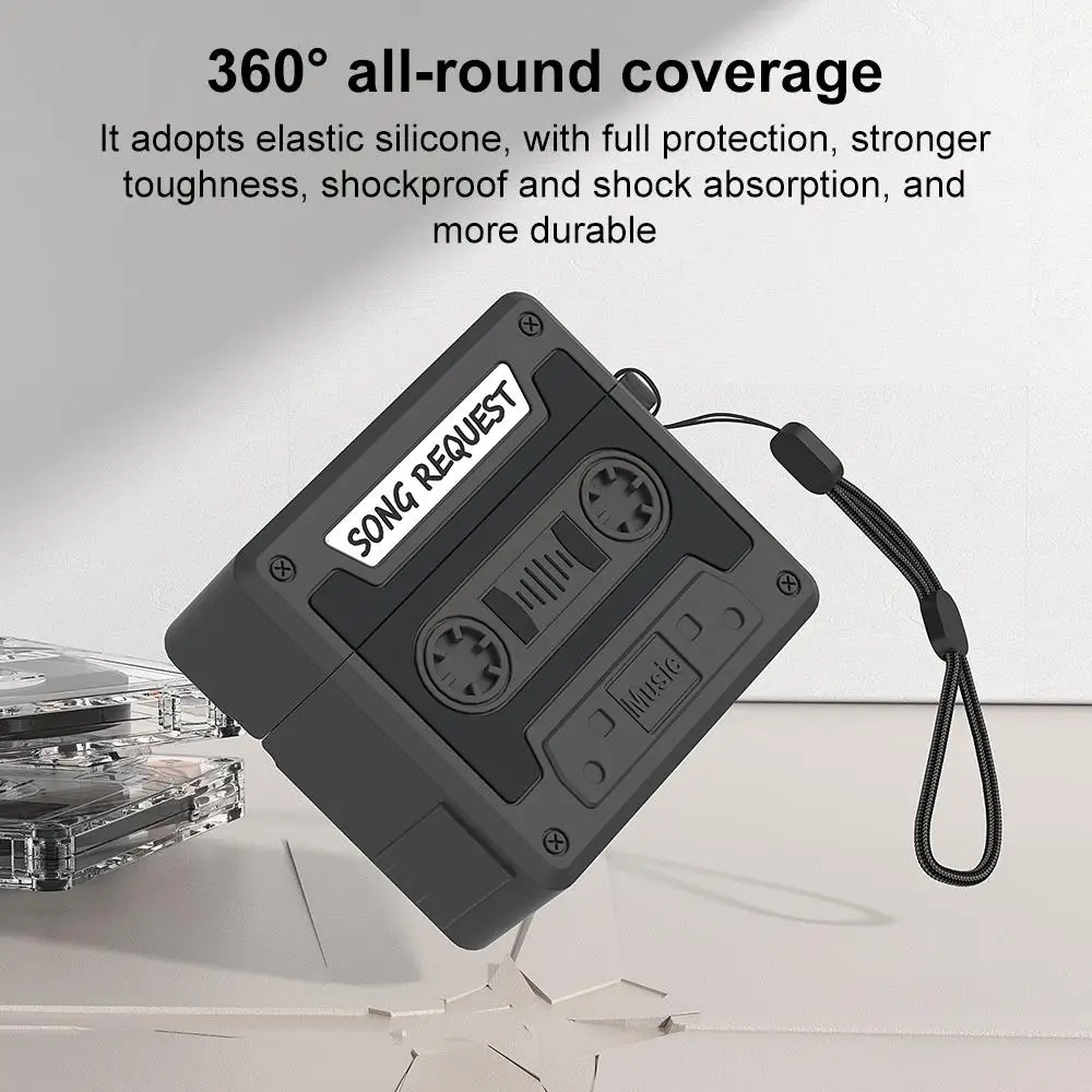 Retro Cassette Style Silicone Earbuds Case - Enhanced Protection with Vintage Flair