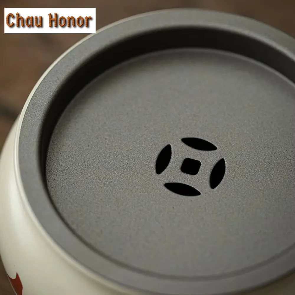 450ml Retro Grass Wood Ash Jianshui Traditional Tea Wash Writing-brush Washer Tea Garbage Can Chaxi Kung Fu Teaset Ornaments