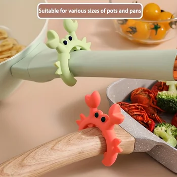 1Pc Silicone Spoon Rest Clamp - Flexible Utensil Holder for Stove and Cookware - Multifunctional Pot Side Clip, Durable Kitchen Tool Accessories, Little Crab Spatula Holder, Kitchen Multifunctional Spatula Holder, Pot Side Anti-Spill Kitchen Spoon Holder, Universal Storage Rack