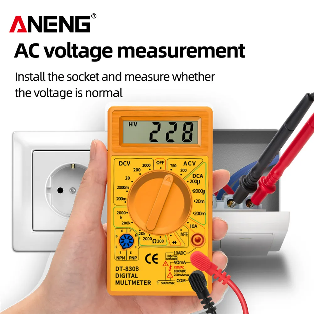 ANENG DT830B Multimeter Tester Handheld Multimetre Digital Multimeters Professional Multi Meter Multimetro Ohm Maltimeter Tools 5