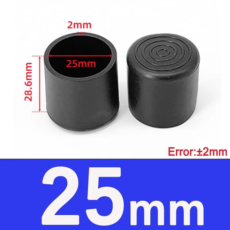 Pipe End Cap Round Black PVC Soft Rubber Sleeve Tube Cap Table Chair Foot Pad Protective Leg Cover 6-80mm