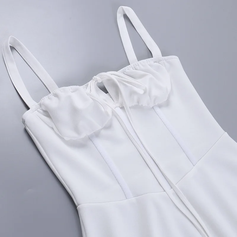 Sexy Spaghetti Strap Bodycon Lace Up Women Dress Fashion Bag Hip Skirt Sweet Party Evening Dress Elegant Slim Vestido