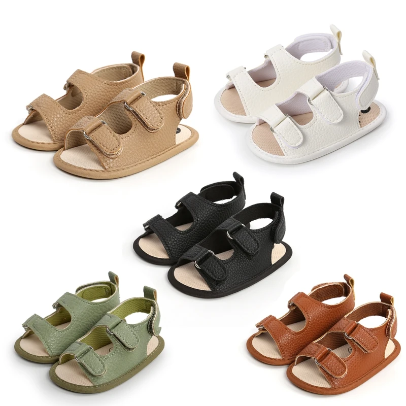 New Baby Casual Sandals  Stylish Summer Baby Boys Girls Non-Slip PU First Walkers Newborn Solid Colors First Walker Crib Shoes 1
