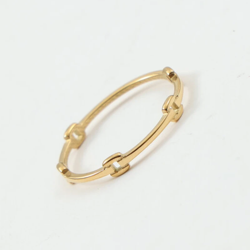 High End PVD Waterproof&No Fade Thin Ring for Women Stainless Steel Hollow Ring Jewelry 5
