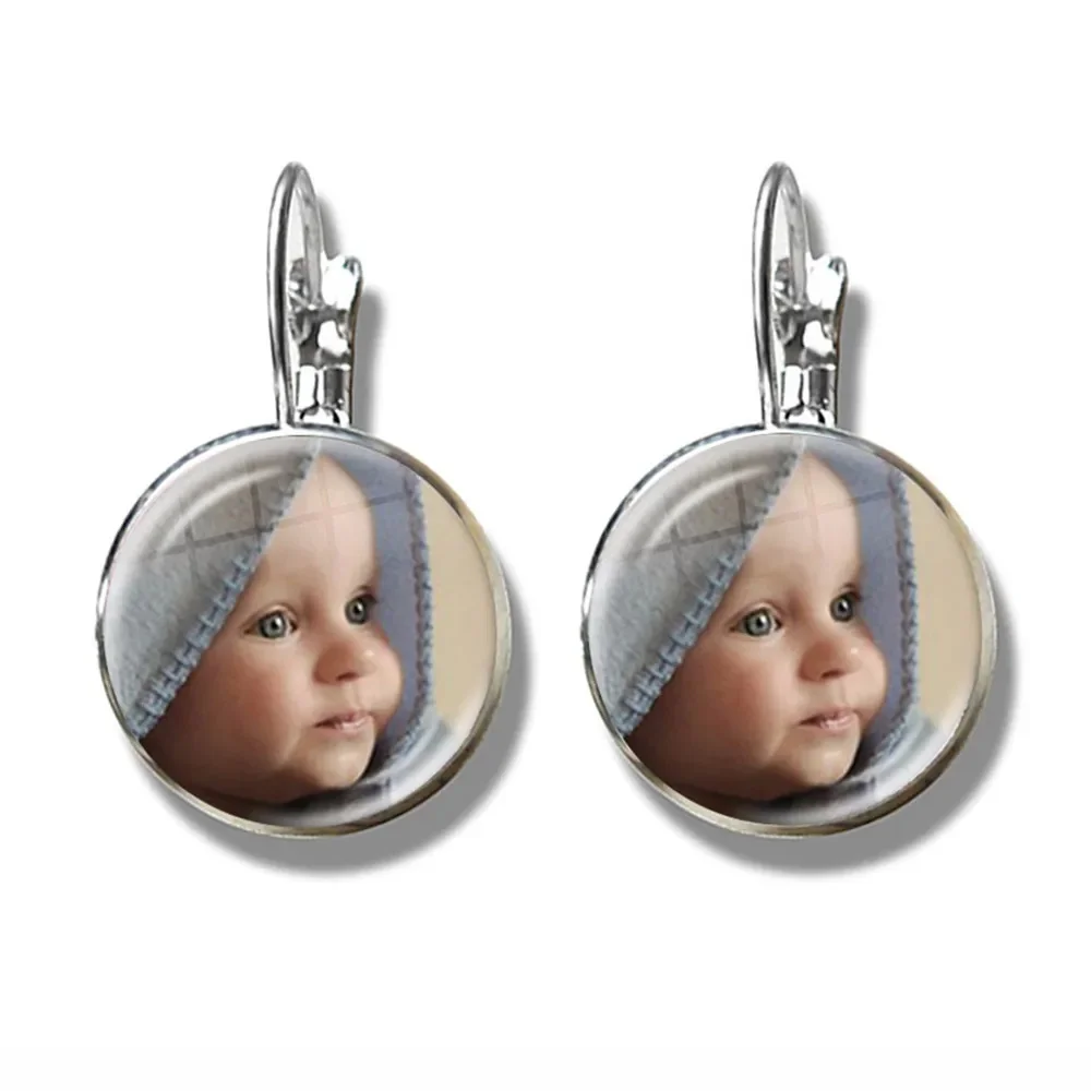 

Personalized Custom Earrings Photo Mum Dad Baby Children Grandpa Parents Customized Designed Photo Gift For Family Anniversary