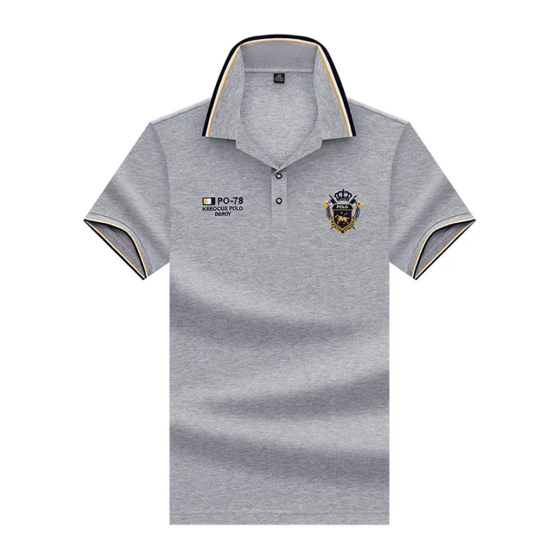 Woodpecker été nouveaux hommes polyvalent à manches courtes T-shirt mode solide broderie perlée tissu demi manches Polo chemise_voghion.com