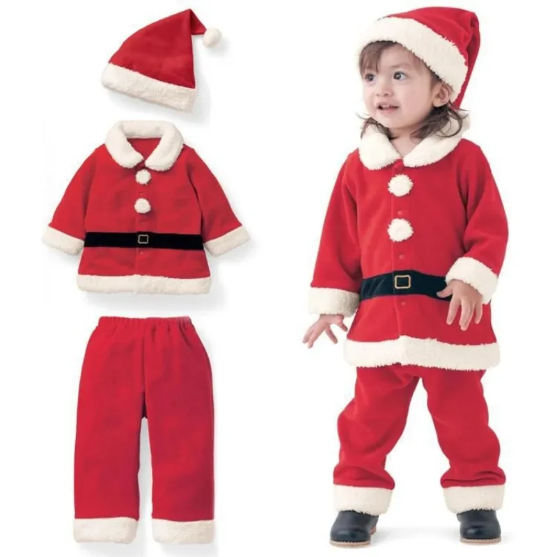 

New Year Kids Santa Claus Toddler Baby Red Xmas Clothes Party Set for Children Christmas Costume 1-7 Years