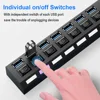 USB 2.0 Hub Multi USB Splitter Ports Hub Use Power Adapter 4/ 7 Port Multiple Expander Hub with Switch 45CM Cable For Home 5