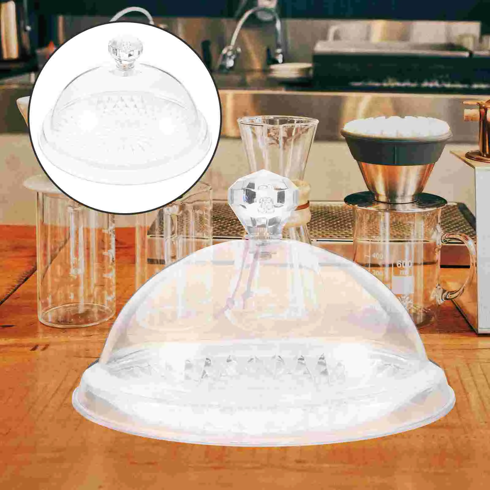 

Stainless Steel Plate Cake Stand Dome With Glass Lid Container Plate Acrylic Disc