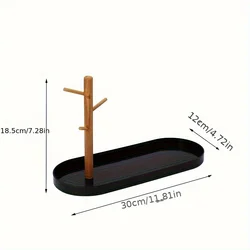 Elegant Wooden Entryway Organizer: Multi - Tier Key, Jewelry, and Accessory Holder (Black)