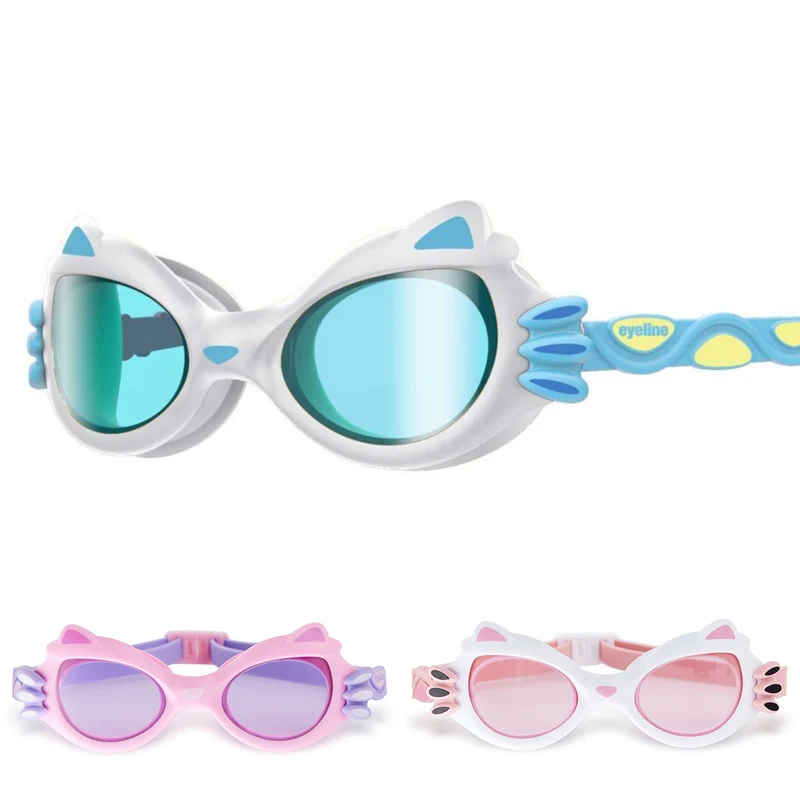 Funny Kids Cat Swimming Goggles Anti-UV HD Lens Anti-fog Pool Glasses for Children No Leaking Quick Adjustable Strap with Case Swimming Goggles Children Safety Goggles