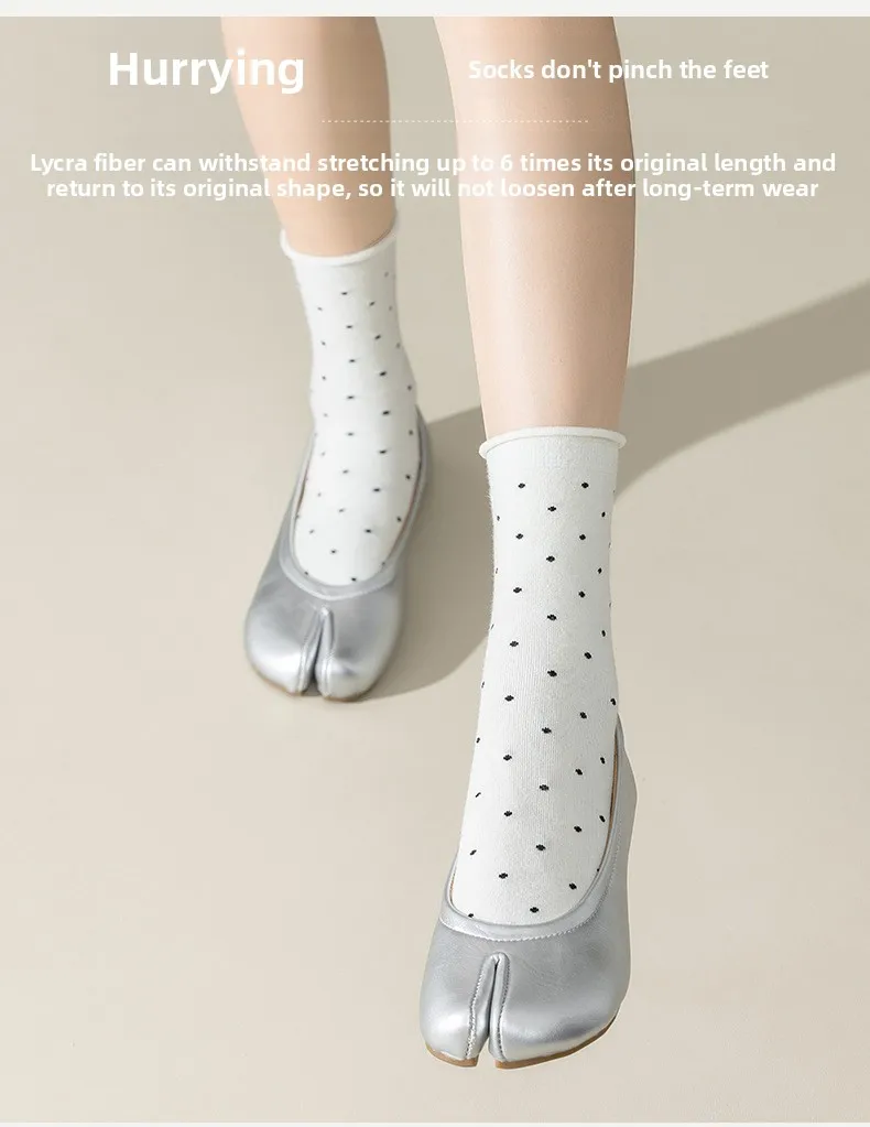 4 Paar japanische Baumwoll-Zehensocken mit Tupfenmuster, zweizehenige Socken im Harajuku-Stil, einfache Tabi-Socken, hochelastische Kimono-Sandalen-Socken – Detail 9