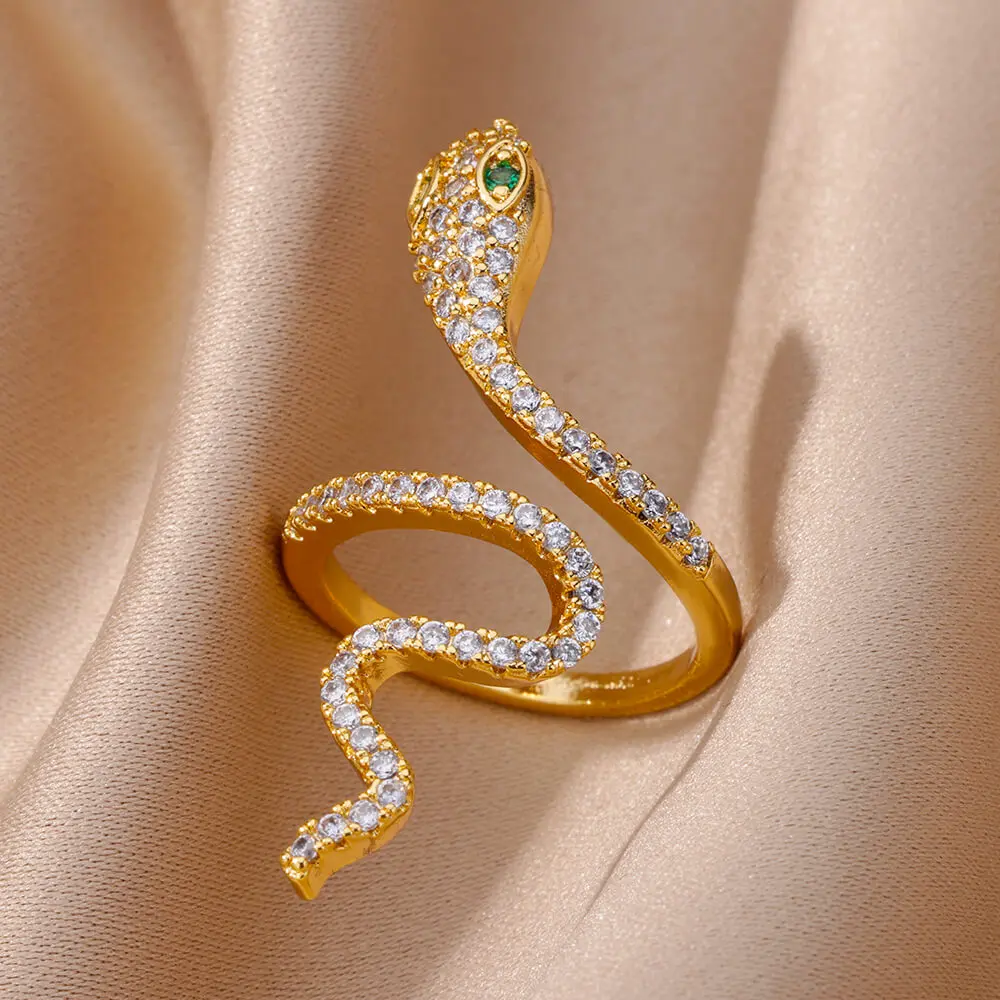 Zircon Snake Rings For Women Men