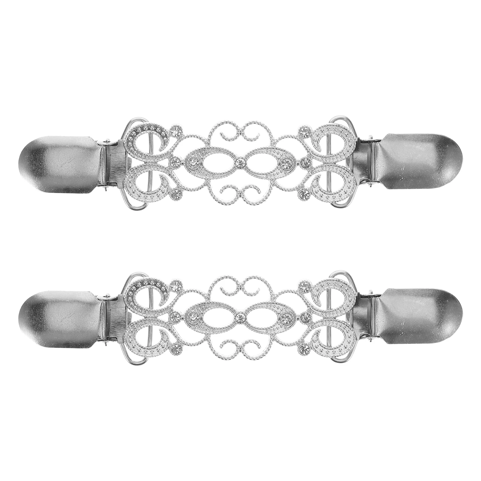 여성용 우아한 스웨터 클립 2개 - 반짝이는 라인스톤 가디건 클립 - 빈티지 의류 숄 고정용 클립