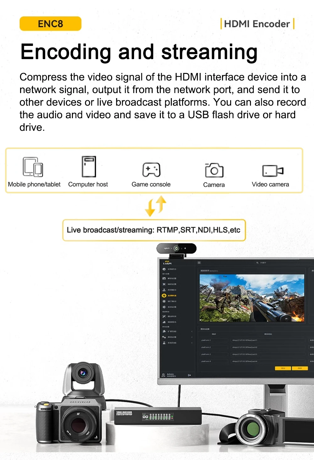 Link Pi ENC8 4K-HDMI Video Codec 8-channel HDMI Encoder 4K Decoder SRT NDI vMix