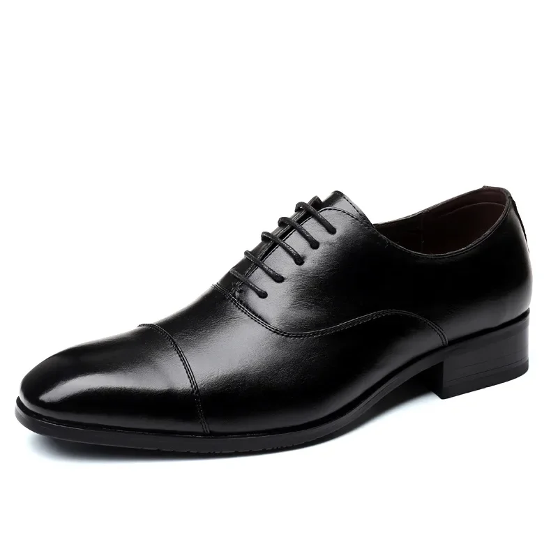 Men Dress Shoes Square Toe Gentlemen Leather Shoes Trendy Business Style Slip On Fashion