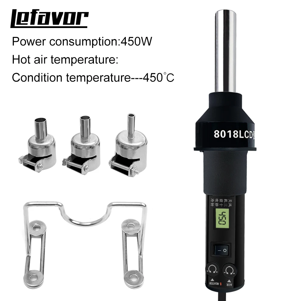 Adjustable Digital Hot Air Gun Heat gun Soldering Desoldering  solder Station SMD BGA 8018LCD+heating element  220V  LCD 5