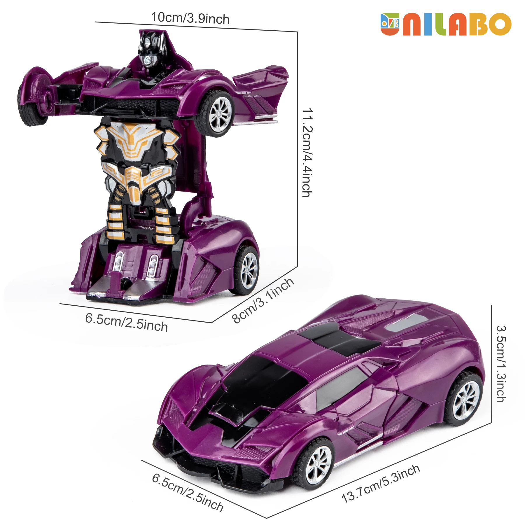 Giocattolo Auto Robot per Bambini - Veicolo della Polizia 2-in-1 con Inerzia e Deformazione, Giocattolo STEM con Trasformazione a Collisione in un Solo Passo - immagine 2